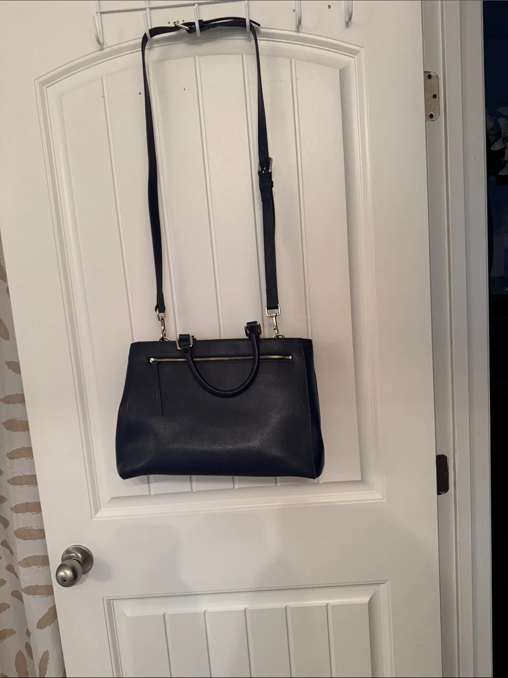 Dooney & Bourke Navy Leather Satchel with Gold Hardware